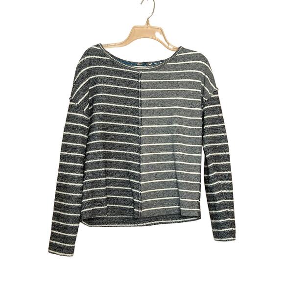 Anthropologie Devin Textured Sweatshirt Toned Grey Striped Sweater sz medium - Picture 8 of 14